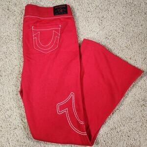 NEW True Religion Pull-On Flare Jeans Red Anniversary XL